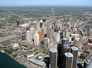 Archivo:Aerial View of Downtown Detroit and Rennaissance Center
