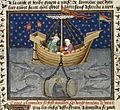 Alexander in a submarine - British Library Royal MS 15 E vi f20v (detail)