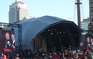 Archivo:Cardinal Schönborn speaking to the crowds during a vocational meeting of the Neocatechumenal Way at WYD SYD 08