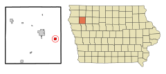 Cherokee County Iowa Incorporated and Unincorporated areas Aurelia Highlighted.svg