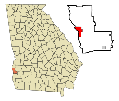 Clay County Georgia Incorporated and Unincorporated areas Fort Gaines Highlighted.svg
