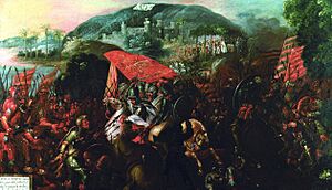 Entrance of Cortés La Conquista de Mexico (Tabasco city) Painting.jpg
