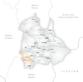 Karte Gemeinden des Bezirks Bellinzona 2004