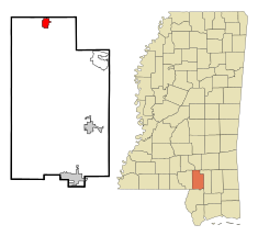 Lamar County Mississippi Incorporated and Unincorporated areas Sumrall Highlighted.svg