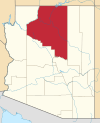 Mapa de Arizona con la ubicación del condado de Coconino