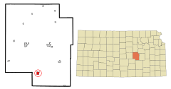 Marion County Kansas Incorporated and Unincorporated areas Peabody Highlighted.svg