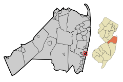 Monmouth County New Jersey Incorporated and Unincorporated areas Bradley Beach Highlighted.svg