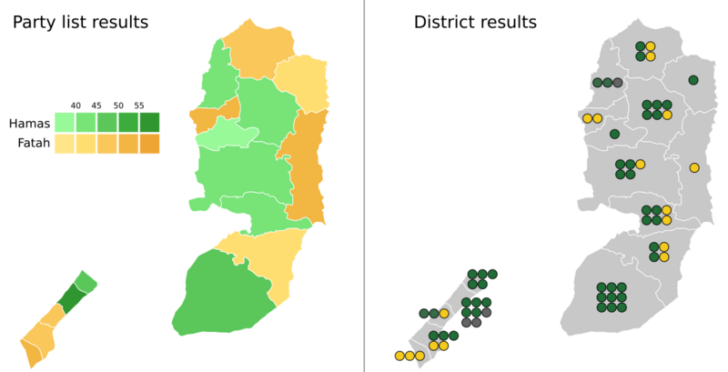 Palestinian election map, 2006