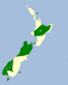 Petroica australis and Petroica longipes combined distribution