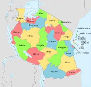 Archivo:Regions of Tanzania sw