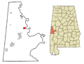 Sumter County Alabama Incorporated and Unincorporated areas Epes Highlighted