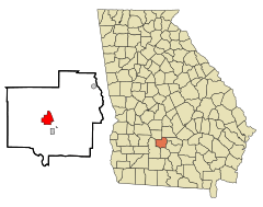 Turner County Georgia Incorporated and Unincorporated areas Ashburn Highlighted.svg