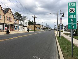 2018-10-01 16 44 31 View east along U.S. Route 30 (White Horse Pike) just east of Camden County Route 649 (West Clinton Avenue) in Oaklyn, Camden County, New Jersey.jpg