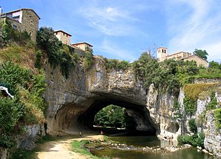 Arch carved by the Nela River, Puentedey, Orbaneja del Castillo, Province of Burgos, Spain.jpg