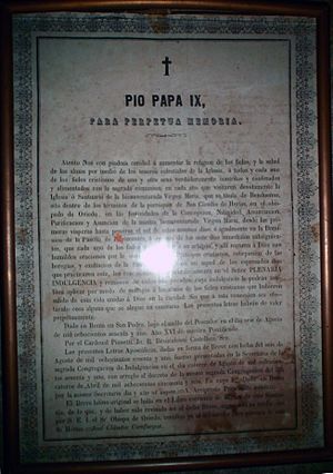 Archivo:Facsimil de la Indulgencia Plenaria concedida por el Papa Pio IX