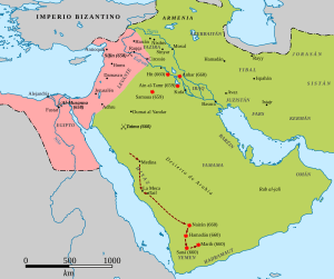 Archivo:First Fitna Map, Ali-Muawiya Phase-es