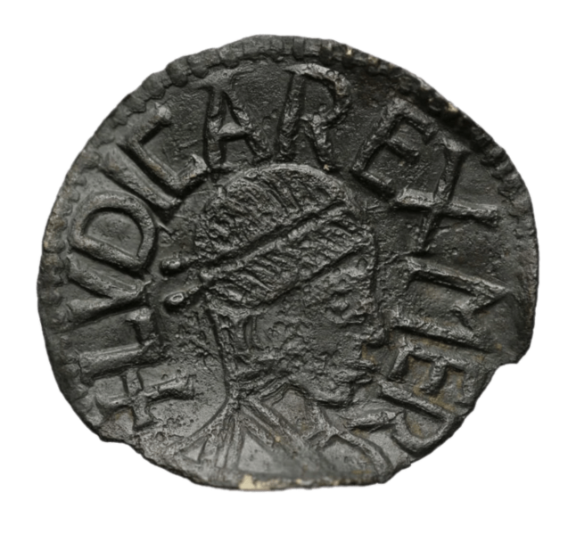 Ludeca, King of Mercia, silver penny (London mint); struck 825–827 AD (obverse)