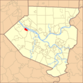 Map of Allegheny County PA Highlighting Coraopolis