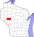 Map of Wisconsin highlighting Eau Claire County