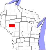 Map of Wisconsin highlighting Eau Claire County.svg
