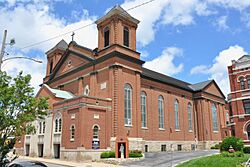 St. Joseph Cathedral Complex Cathedral Hill Historic District Buchanan Co MO Cathedral west and south facades.jpg