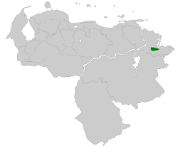 Distribución geográfica del colasuave del Amacuro.