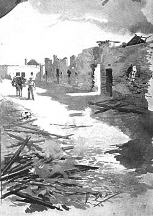 Archivo:1896-08-22, La Ilustración Española y Americana, La catástrofe de Rueda, Alcázar (cropped) Calle de la Cuesta