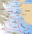 Aegean Sea with island groups labeled-es