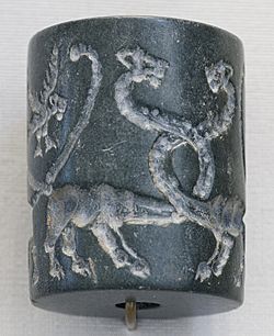 Archivo:Cylinder seal lions Louvre MNB1167 n2