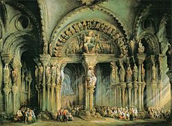 Archivo:El Pórtico de la Gloria de la Catedral de Santiago de Compostela, 1849, Jenaro Pérez Villaamil, Palacio de la Moncloa, Madrid