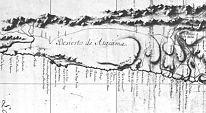 Archivo:Límite entre Chile y Perú en el río Loa, Plano General del Reyno de Chile en la América Meridional de Andrés Baleato (1793)