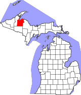 Map of Michigan highlighting Baraga County.svg