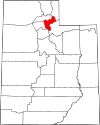 Mapa de Utah con la ubicación del condado de Morgan