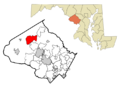 Montgomery County Maryland Incorporated and Unincorporated areas Clarksburg Highlighted