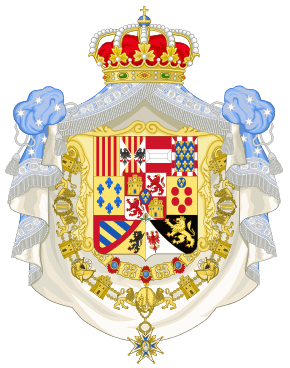 Archivo:Royal Arms of Spain (Mantle of the Order of Charles III Variant)