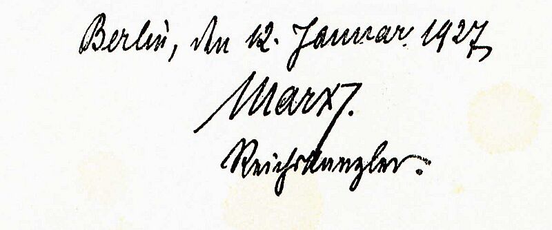 Wilhelm Marx Signatur 1927