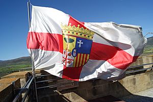 Archivo:Bandera Provincia Zaragoza ondeando (Navardún, Zaragoza)