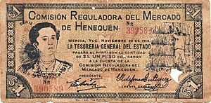 Archivo:Billete de 1 peso de la Comisión Reguladora del Henequén en Yucatán (anverso)