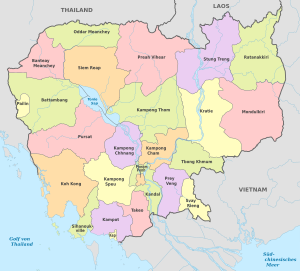 Archivo:Cambodia, administrative divisions - de - colored, 2013