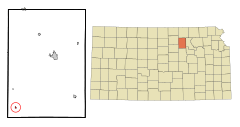 Clay County Kansas Incorporated and Unincorporated areas Longford Highlighted.svg