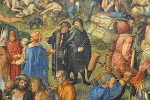 Archivo:Dürer und Celtis (Detail Marter der zehntausend Christen)
