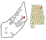 DeKalb County Alabama Incorporated and Unincorporated areas Mentone Highlighted.svg