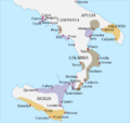 Magna Graecia ancient colonies and dialects-es