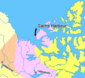 Archivo:Map indicating Sachs Harbour, Northwest Territories, Canada