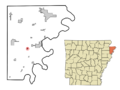 Mississippi County Arkansas Incorporated and Unincorporated areas Keiser Highlighted