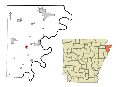 Mississippi County Arkansas Incorporated and Unincorporated areas Keiser Highlighted.svg