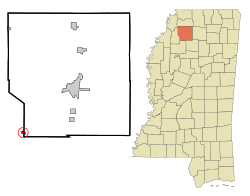 Panola County Mississippi Incorporated and Unincorporated areas Crowder Highlighted.svg