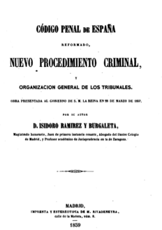 Portada de la obra Código Penal Español, nuevo procedimiento criminal de Ramírez Burgaleta