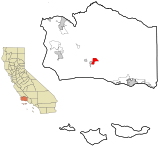 Santa Barbara County California Incorporated and Unincorporated areas Santa Ynez Highlighted.svg