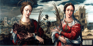 Archivo:Santa Catalina y Santa Bárbara, de Hernando de Esturmio (Retablo de la capilla de los Evangelistas de la catedral de Sevilla)